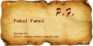 Paksi Fanni névjegykártya